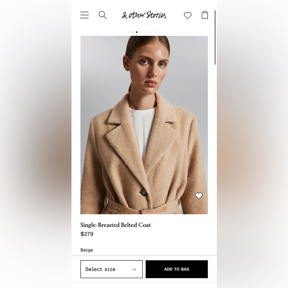 & Other Stories Camel Wool Blend Coat